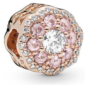 PANDORA Rose Pink Sparkle Flower Charm Authentic Crystals Blush Pink *FLAWS